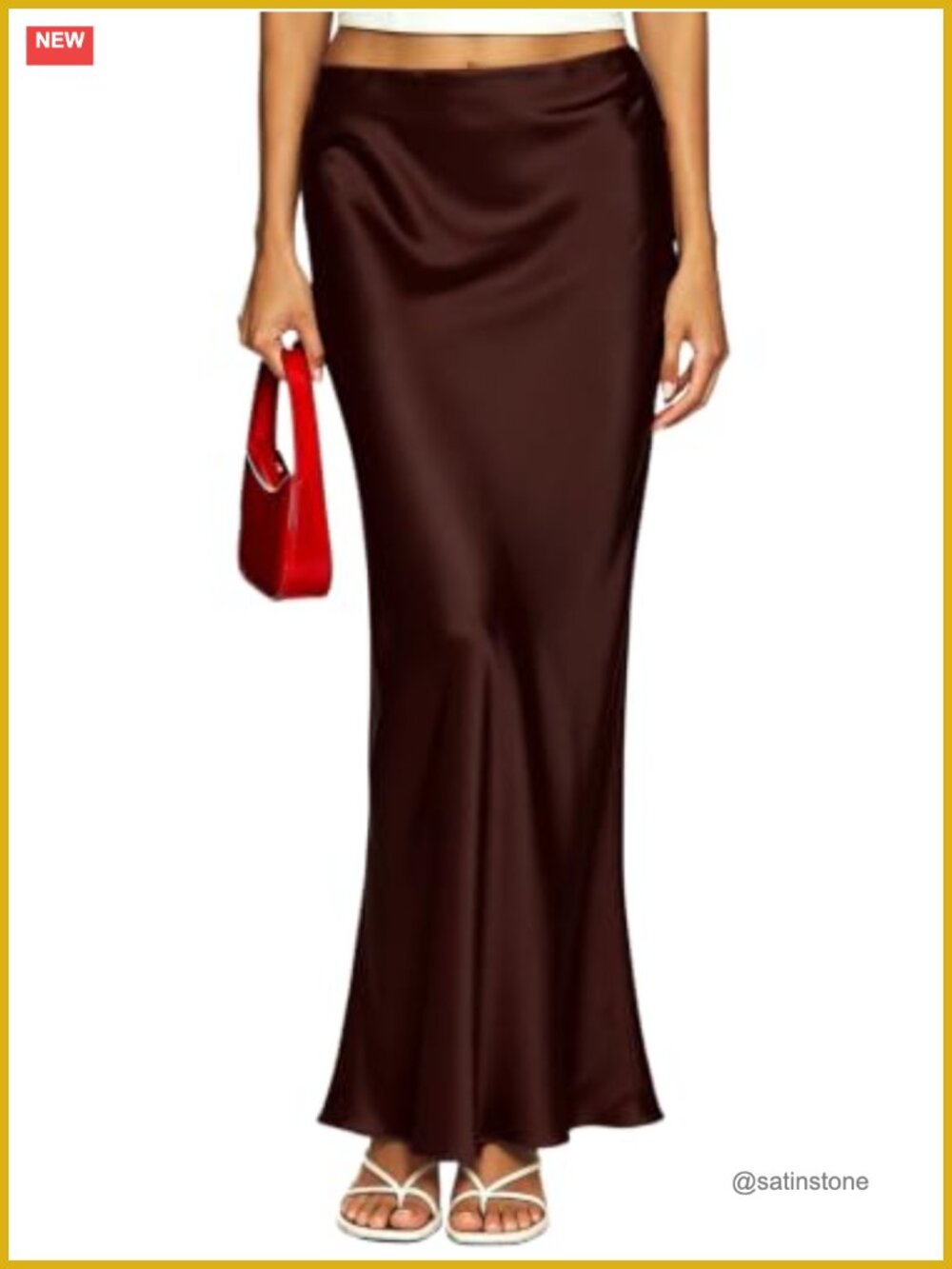 Satin Maxi Skirt A-Line Elastic High Waisted Flowy Ankle Length Long Skirt